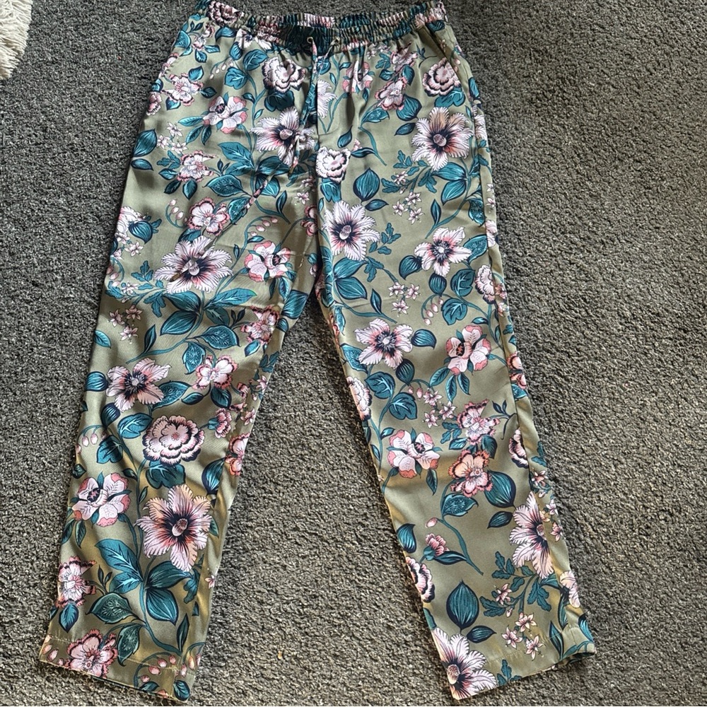 Ralph Lauren Olive and Teal Floral Lounge Pants